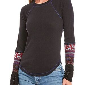 Free People The Mix Cuff Long Sleeve Knit Top Size XS